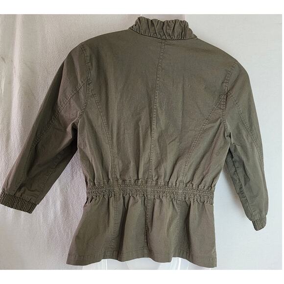 CJ Banks Vtg Long Sleeve Lightweight Khaki Green Jacket adjustable Waist W Med - Picture 2 of 9